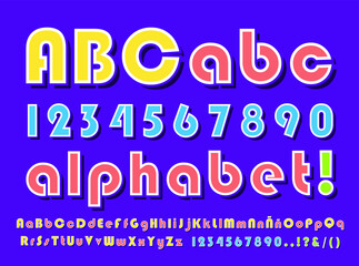High Quality Modern Festive Alphabet on Color Background . Isolated Vector Elements
