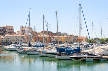 Fototapeta na wymiar Luxury yachts in the port of Vilamoura in Portugal
