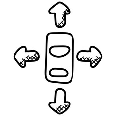 
Two arrows pointing in different directions illustrating the idea of navigation arrows. 

