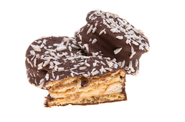 cookies in chocolate glaze isolated