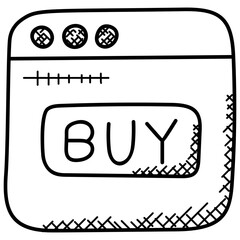 
Buy button on website, buy online doodle icon
