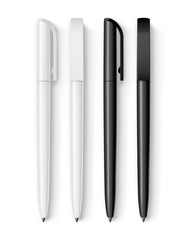 white and black pen isolated on white background mock up 