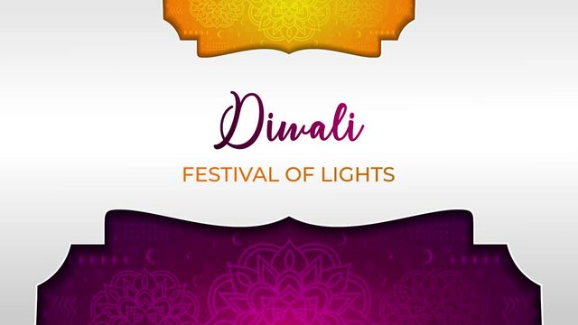 Animation Diwali Festival of Light Background with Paper Art Style Design Consept Purple Orange