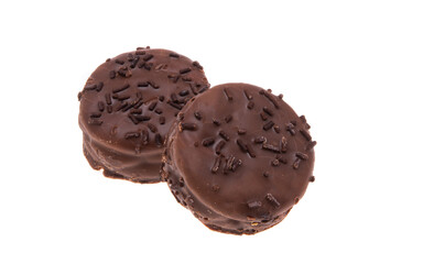 cookies in chocolate glaze isolated