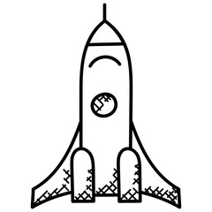 Obraz na płótnie Canvas Rocket launch, doodle icon startup business concept 