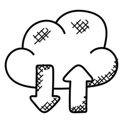 
Cloud with incoming and outgoing data arrows representing cloud data management
