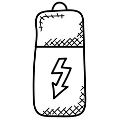 
Mobile Battery charging doodle icon  

