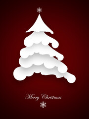 Christmas trees lettering greetings red background