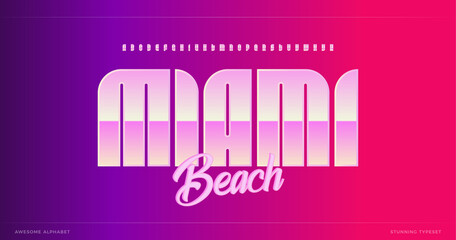 Obraz premium Sleek modern alphabet. Miami stunning font, minimalist type for modern futuristic logo, headline poster, creative lettering and modern typography. Minimal style letters, vector typographic design