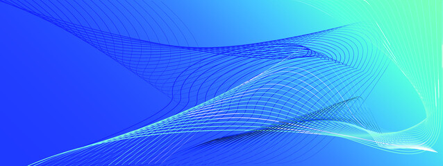 Abstract blue background with curved lines. 