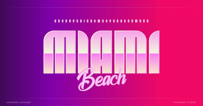Sleek modern alphabet. Miami stunning font, minimalist type for modern futuristic logo, headline poster, creative lettering and modern typography. Minimal style letters, vector typographic design