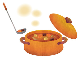 お鍋のカレーの素材イラスト