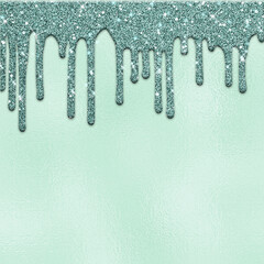 Dripping glitter paint on foil background