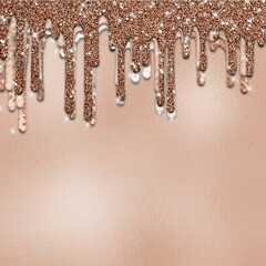 Dripping glitter paint on foil background