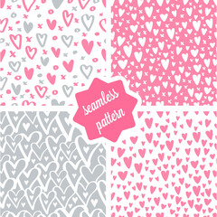 Hearts seamless vector patterns set