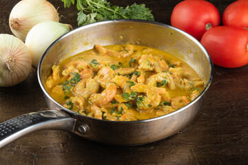 Brazilian gastronomy. Shrimp muqueca. Delicious cuisine from northeastern Brazil.