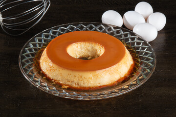 Delicious condensed milk pudding. Brazilian dessert.