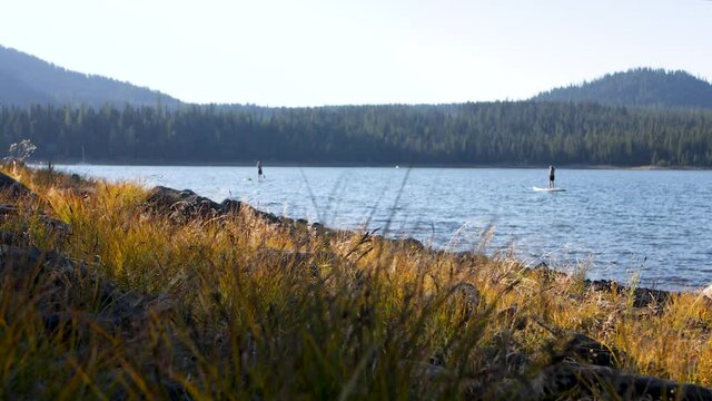 Paddle Boarding on Elk Lake During Sunset