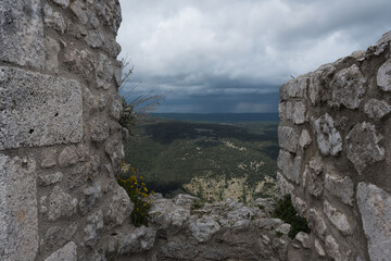 Monte Sant'Angelo, a medieval village in Puglia, on the Gargano peninsula. View of the town, the...