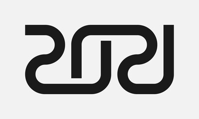 2021 sign flat black and white vector icon.