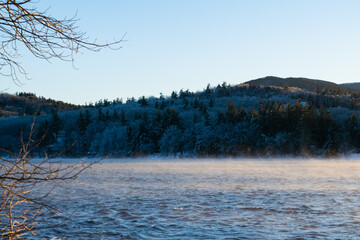 evening over a frozen lake