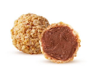 Candy penut wafer balls one cut in half