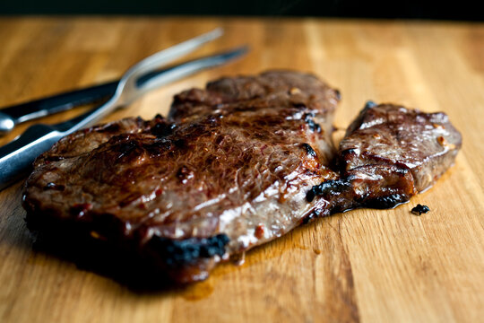 Close Up Of Garlicky Smoky Grilled London Broil Flavored With Chipotle Chili