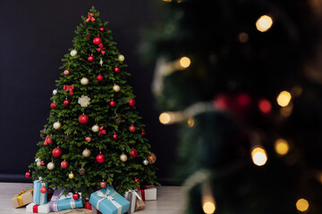 decor new year presents Christmas tree interior holiday