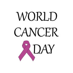 World Cancer Day. Purple ribbon. One line drawing. Vector illustration continuous line drawing.