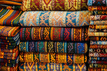 Traditional Turkish rug textile with patterns
