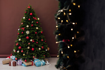 decor new year presents Christmas tree interior holiday
