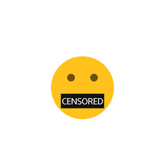 Emoticon face with a mouth taped up. Censored symbol