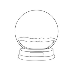 Snow globe ball. New Year. Christmas. One line drawing. Vector illustration continuous line drawing.