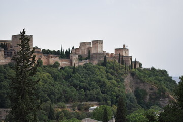 Fototapeta na wymiar View of the Alhambra from a viewpoint in Granada, Spain
