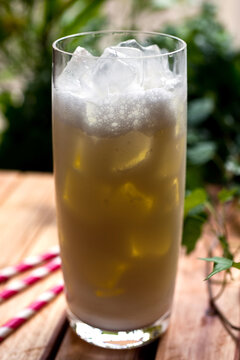 Close up of absinthe frappe served in glass