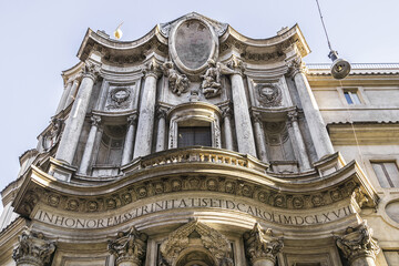View of San Carlino church. Church of San Carlo alle Quattro Fontane (Saint Charles at Four...