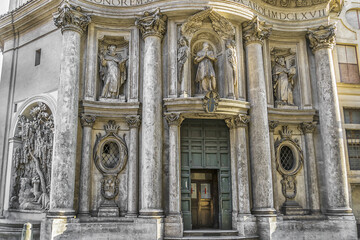 View of San Carlino church. Church of San Carlo alle Quattro Fontane (Saint Charles at Four...