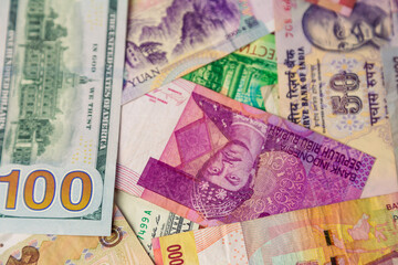 Different money background. top view