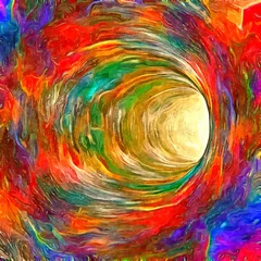 Papier Peint photo Mélange de couleurs Abstract psychedelic fractal background of stylized watercolor illustration, colored chaotically blurred spots and paint strokes of different sizes and shapes