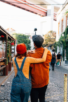 couple walking together.