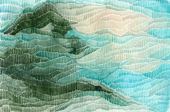 Mountain watercolor abstract landscape