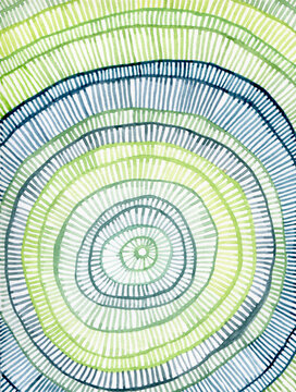 Green and blue circles watercolor