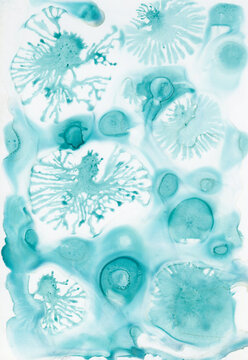Blue watercolor abstract bacterias