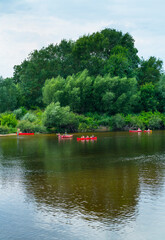 Kayaking in Loire River, L&eacute;mer&eacute;, Indre-et-Loire Department, The Loire Valley, France, Europe