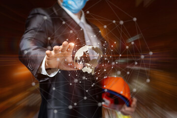 Concept of construction industry work during a pandemic .