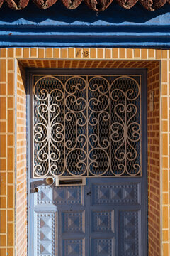 Pattern door with colorful geometric art details