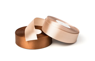 New tapes in a roll isolated on a white background. Side view. Sewing supplies.
