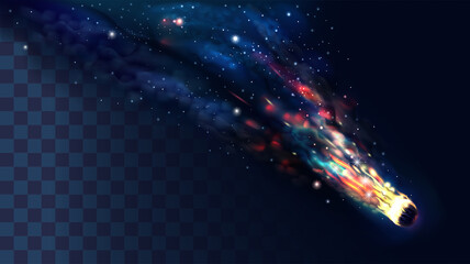 Comet or asteroid with transparent big smoke © denisik11