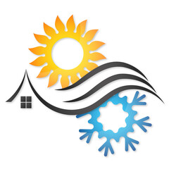 Air conditioner house sun heating snowflake cooling blowing