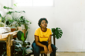 afro young and stylish woman.